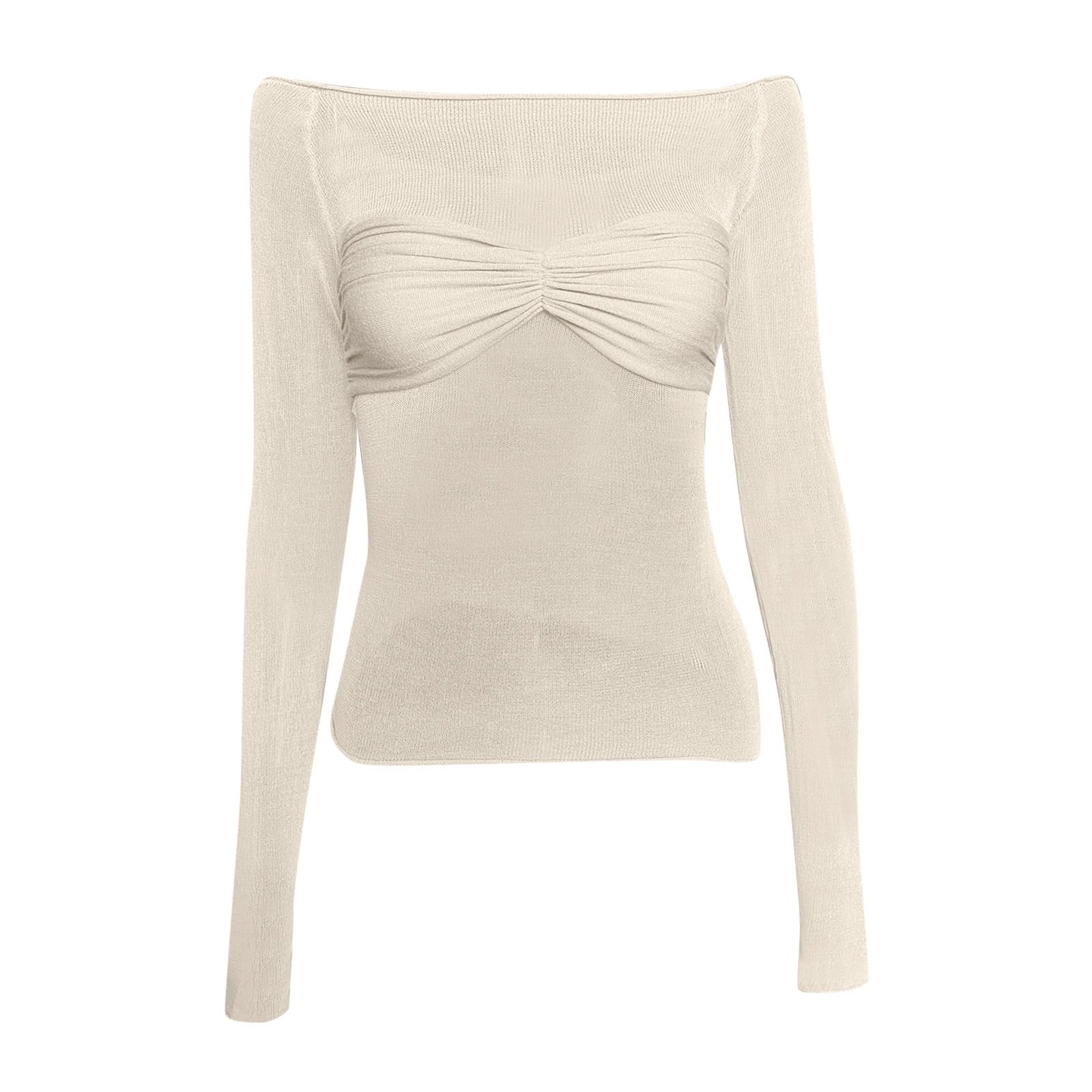thumbnail image 4 of Top de manga larga con hombros descubiertos para mujer: corte ajustado, espalda descubierta, color liso, poliéster, elástico, moda/casual, fiesta/día a día, 4 of 4